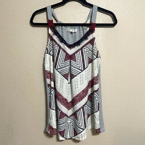 Jolt Boho Lace Jeweled Tank Top Size M